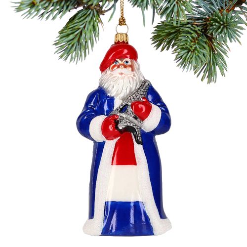 France Santa with Eiffel Tower Christmas Ornament