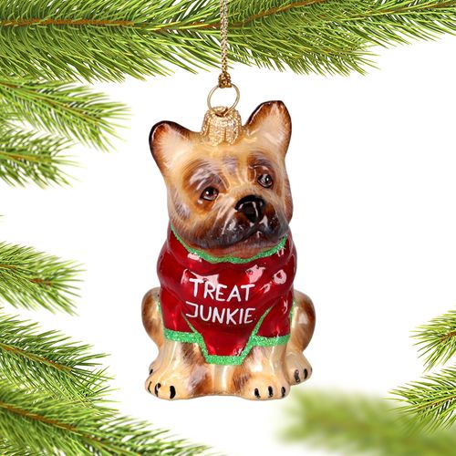 French Bulldog in Treat Junkie T Shirt Christmas Ornament