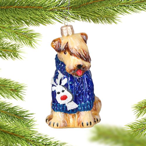 Soft Coated Wheaten in Reindeer Sweater Christmas Ornament