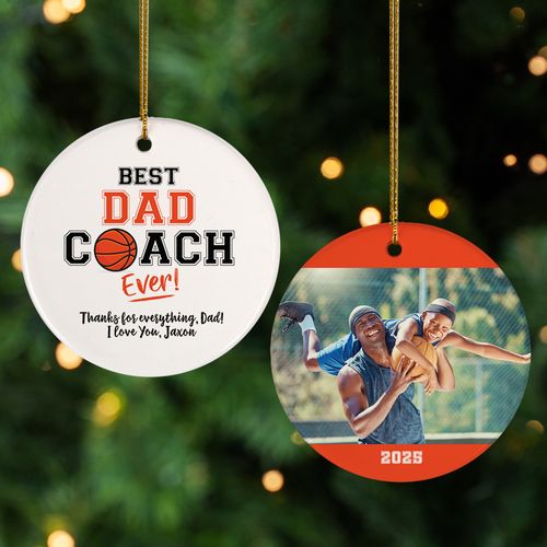 Personalized Best Dad Coach Basketball Christmas Ornament