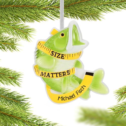 Personalized Size Matters Fishing Christmas Ornaments