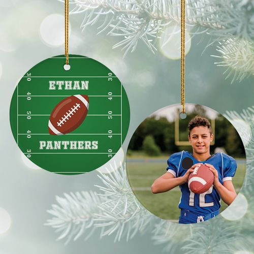 Personalized Football with photo Christmas Ornament