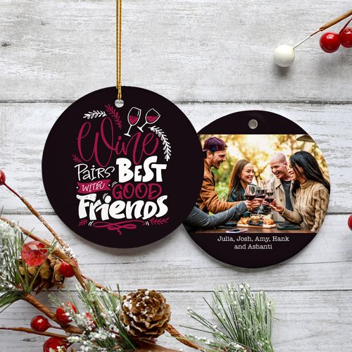 Personalized Wine & Friends Christmas Ornament