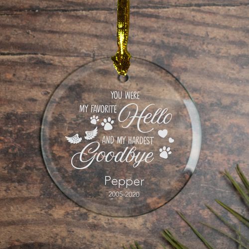 Personalized Favorite Hello Hardest Goodbye Dog Christmas Ornament