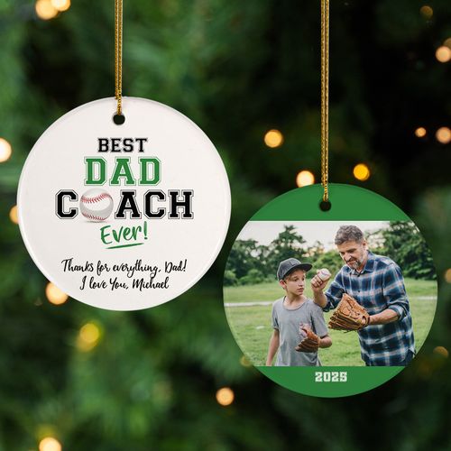 Personalized Best Dad Coach Ever Christmas Ornament