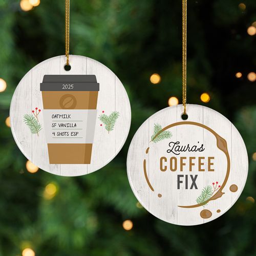 Personalized Coffee Fix Christmas Ornament