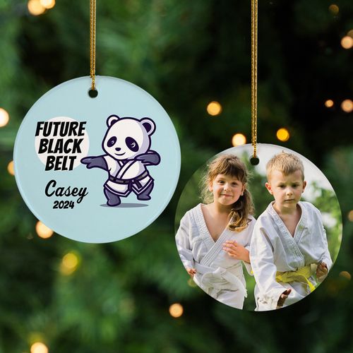 Personalized Future Black Belt Christmas Ornament