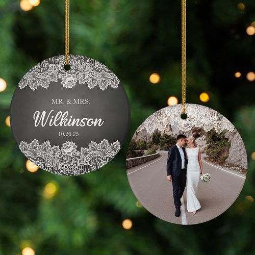 Personalized Lace Wedding Christmas Ornament