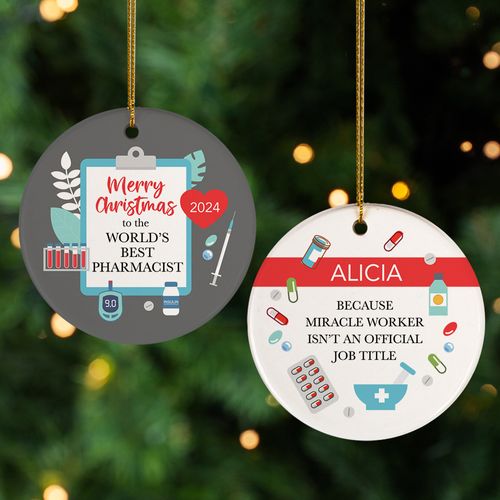 Personalized Best Pharmacist Christmas Ornament