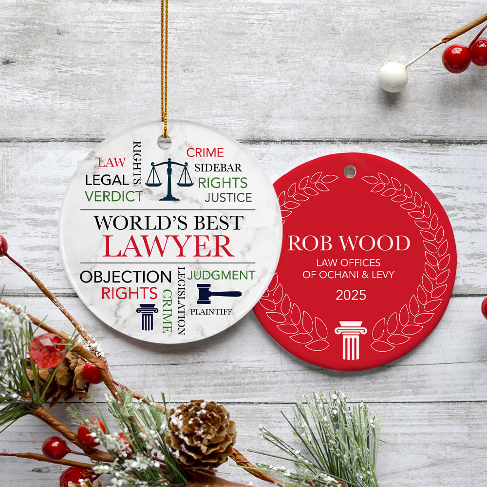 Personalized Lawyer Word Cloud Christmas Ornament