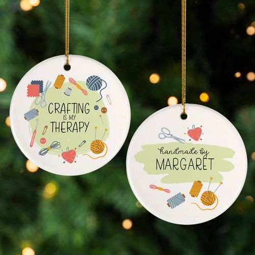 Personalized Crafting Therapy Christmas Ornament