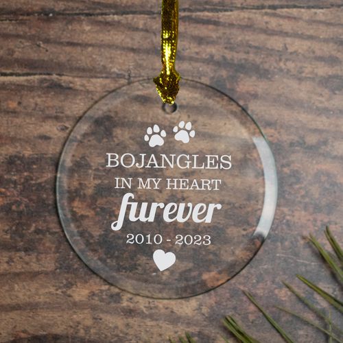 Personalized Pet Memorial Dog Forever Christmas Ornament