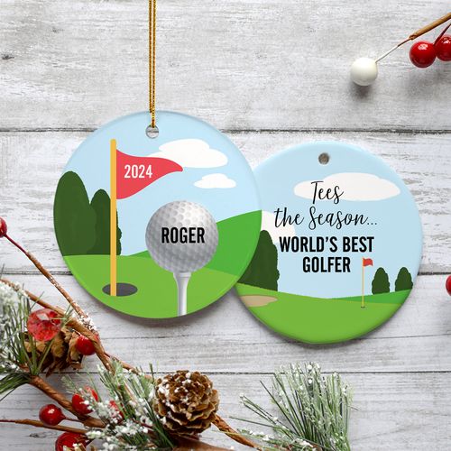 Personalized Worlds Best Golfer Christmas Ornament