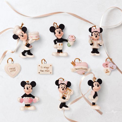 Lenox Disney Mickey & Minnie Romantic Moments 10 Piece Set Mini Christmas Ornaments