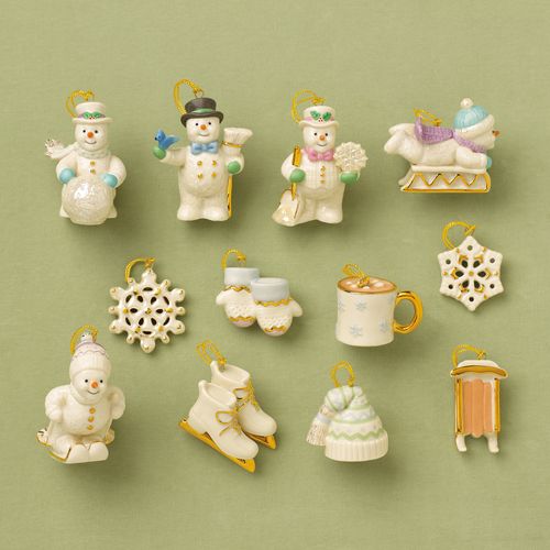 Lenox Snow Pals 10 Piece Set Mini Christmas Ornaments