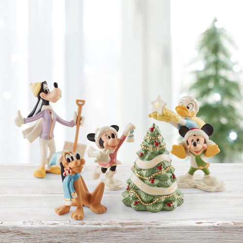 Lenox Disney Mickey Mouse Winter Fun 5 Piece Tabletop Christmas Ornament