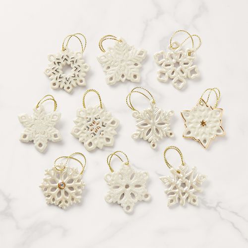 Lenox Snowflake 10 Piece Set Mini Christmas Ornaments