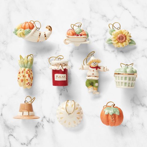 Lenox Autumn Favorites 10 Piece Set Mini Christmas Ornaments