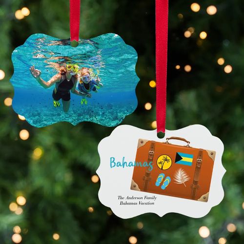 Personalized Bahamas Suitcase Photo Christmas Ornament