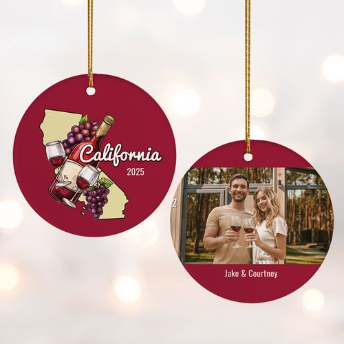 Personalized California State Wine Christmas Ornament