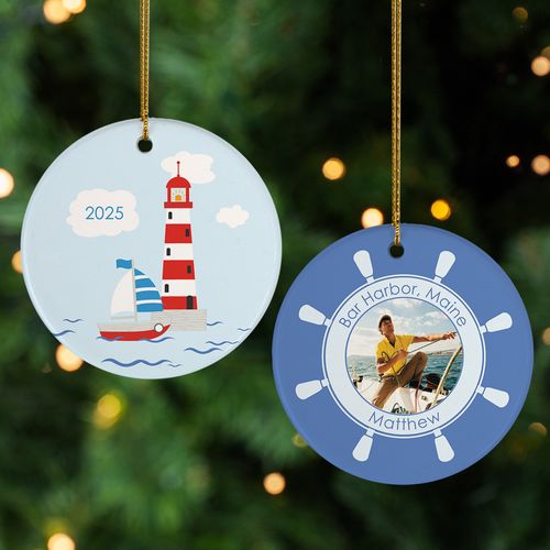 Personalized Sail Boat Christmas Ornament