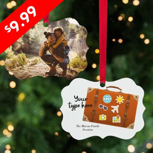 Personalized Suitcase Photo Christmas Ornament