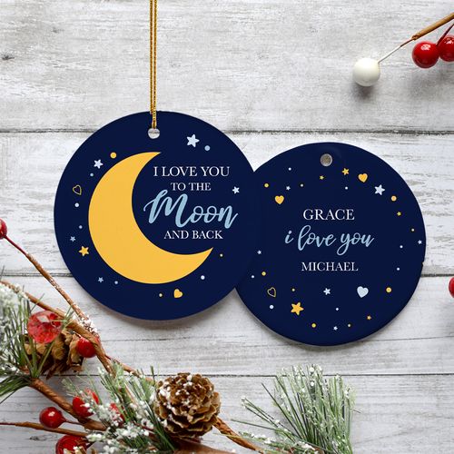 Personalized Custom Love You To The Moon And Back Christmas Ornament