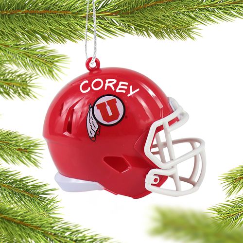 Personalized University of Utah Football Helmet Christmas Ornament