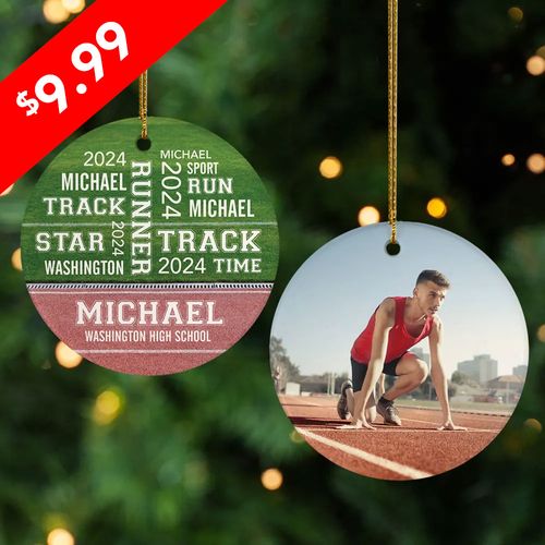 Personalized Track Word Cloud Christmas Ornament