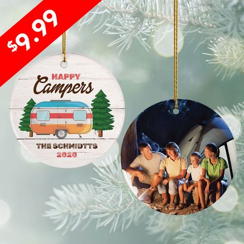 Personalized Happy Campers Christmas Ornament