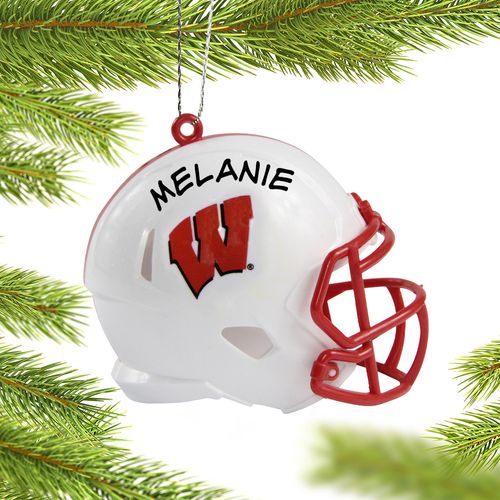 Personalized Wisconsin University Football Helmet Christmas Ornament