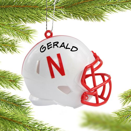 Personalized University of Nebraska Football Helmet Christmas Ornament