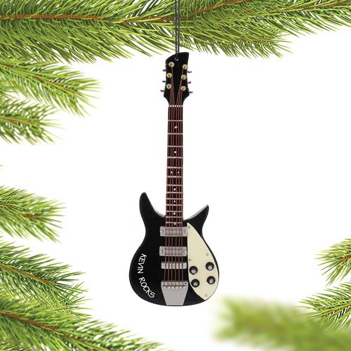 Personalized Black Electric Guitar Christmas Ornament